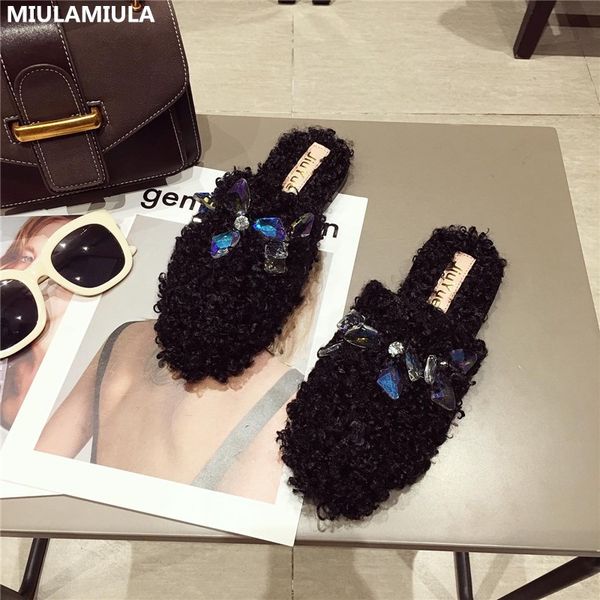 miulamiula brand designers 2019 winter new luxury bling crystal soft hair fur slippers slip on loafers flip flops casual, Black
miulamiula brand designers 2019 winter new luxury bling crystal soft hair fur slippers slip on loafers flip flops casual, Black