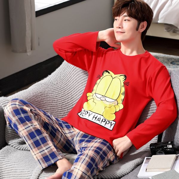 yidanna men pajamas set cotton sleepwear cartoon print nightwear long sleeved sleep clothing casual nighties autumn male lounge, Black;brown
yidanna men pajamas set cotton sleepwear cartoon print nightwear long sleeved sleep clothing casual nighties autumn male lounge, Black;brown