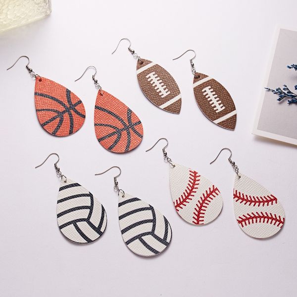 2019 women's baseball faux leather earrings women sports basketball football flag moon teardrop dangle pierced earrings jewelry, Silver
2019 women's baseball faux leather earrings women sports basketball football flag moon teardrop dangle pierced earrings jewelry, Silver