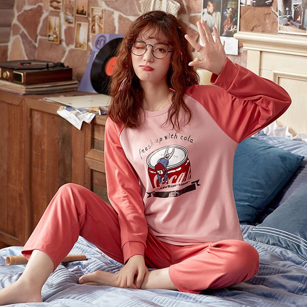 bzel women pajamas set autumn winter new cartoon nighty stylish cotton homewear round neck sleepwear pyjamas for girls nightwear, Black;red
bzel women pajamas set autumn winter new cartoon nighty stylish cotton homewear round neck sleepwear pyjamas for girls nightwear, Black;red