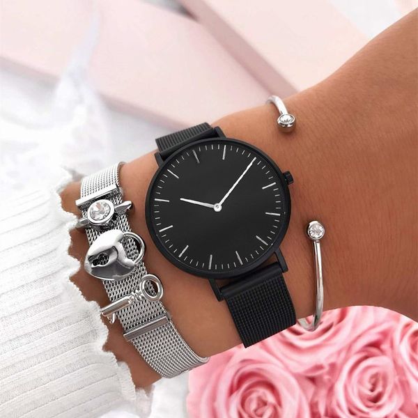 vinnie design jewelry 2019 new stainless steel keeper bracelet set with black mesh wristwatch, Golden;silver
vinnie design jewelry 2019 new stainless steel keeper bracelet set with black mesh wristwatch, Golden;silver