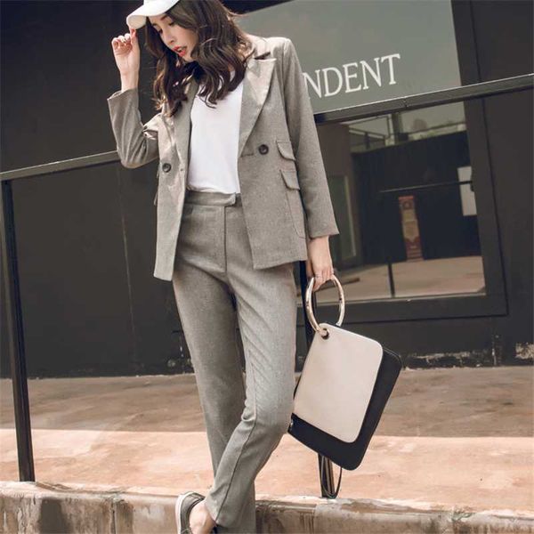 women suit gray casual blazer & high waist pant office lady notched jacket pant suits korean femme 2 pieces set, White;black
women suit gray casual blazer & high waist pant office lady notched jacket pant suits korean femme 2 pieces set, White;black