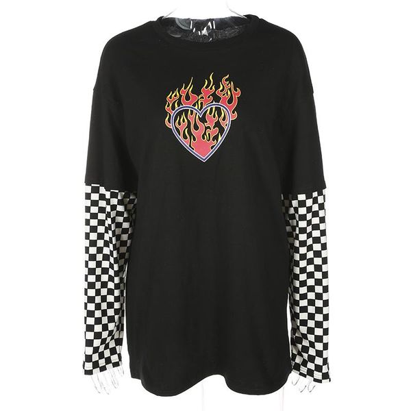 women plaid patchwork long sleeve flaming heart print sweatshirt autumn winter black checkboard pullover hoodies sweatshirts breathable
women plaid patchwork long sleeve flaming heart print sweatshirt autumn winter black checkboard pullover hoodies sweatshirts breathable