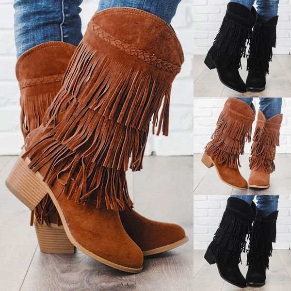 autumn winter warm women ladies middle booties with tassel bohemian fringe casual shoes wedges suede chunky ethnic ringe boots, Black
autumn winter warm women ladies middle booties with tassel bohemian fringe casual shoes wedges suede chunky ethnic ringe boots, Black