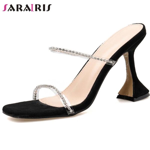 sarairis new female high heels pvc slippers sweet concise crystal slides women summer party shoes woman, Black
sarairis new female high heels pvc slippers sweet concise crystal slides women summer party shoes woman, Black