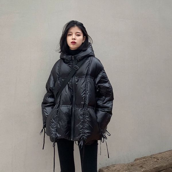 women duck down coats fashion female white duck down jacket loose version windproof parka warm hooded cap, Black
women duck down coats fashion female white duck down jacket loose version windproof parka warm hooded cap, Black