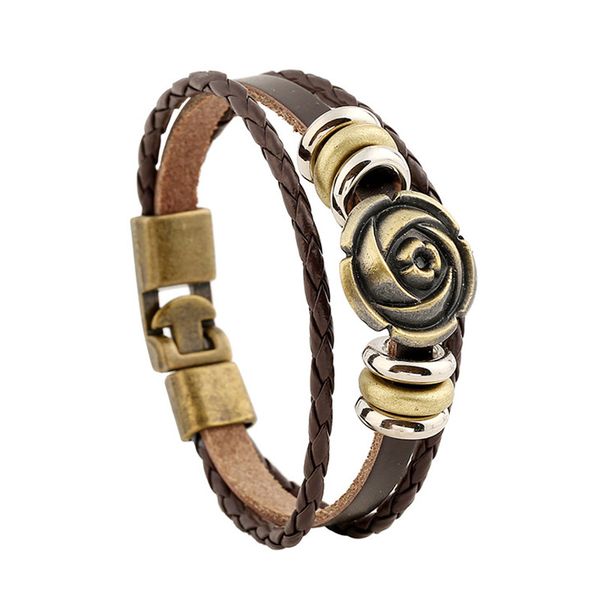 fashion handmade genuine leather & alloy wrist bracelet bangle cuff unique charm men women gift rose flower beads bracelets, Black
fashion handmade genuine leather & alloy wrist bracelet bangle cuff unique charm men women gift rose flower beads bracelets, Black
