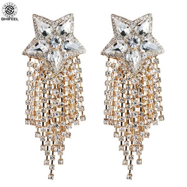 shifeel new arrival occident fashion glass drill five-pointed star rhinestone tassel earrings bohemia hyperbole women jewelry, Silver
shifeel new arrival occident fashion glass drill five-pointed star rhinestone tassel earrings bohemia hyperbole women jewelry, Silver