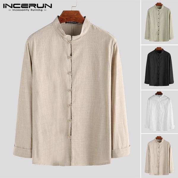 incerun men's shirt solid long sleeve vintage leisure fitness cotton linen button stand collar brand men henley shirts 2019, White;black
incerun men's shirt solid long sleeve vintage leisure fitness cotton linen button stand collar brand men henley shirts 2019, White;black