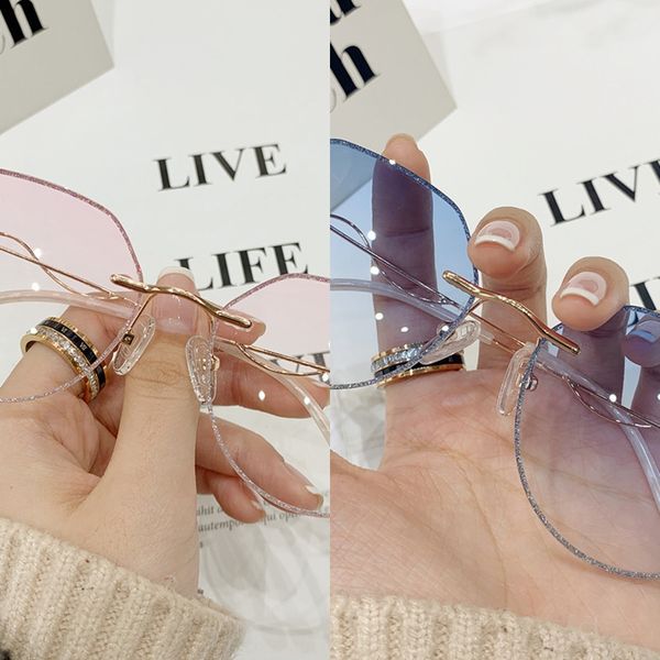 cut-edge myopia glasses frameless glasses women can be equipped with large face myopia eye frame plain face, Silver
cut-edge myopia glasses frameless glasses women can be equipped with large face myopia eye frame plain face, Silver