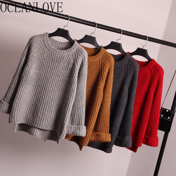 oceanlove auutmn winter all match solid women sweaters 2019 clothes o neck casual loose fashion pull femme outwear 12846, White;black
oceanlove auutmn winter all match solid women sweaters 2019 clothes o neck casual loose fashion pull femme outwear 12846, White;black