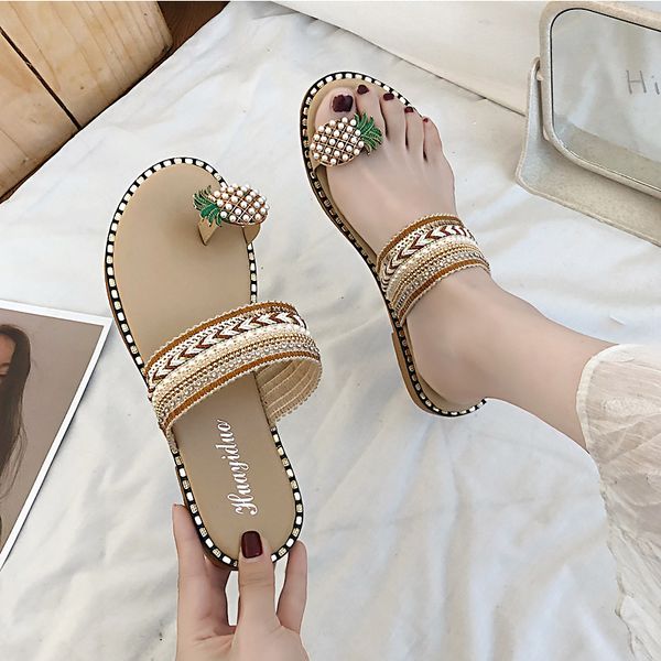 women casual flat slippers 2020 summer classic ladies slides cartoon pineapple bohemian pearl slippers female shoes, Black
women casual flat slippers 2020 summer classic ladies slides cartoon pineapple bohemian pearl slippers female shoes, Black