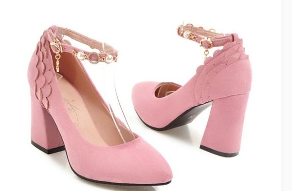 2018 suede women's shoes in spring and autumn with new high heel coarse heel pointed end water drill, Black
2018 suede women's shoes in spring and autumn with new high heel coarse heel pointed end water drill, Black
