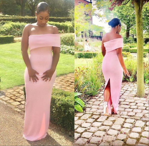 south african blush designed off shoulder pink bridesmaid dresses back split maid of honor gown wedding guest dress bc1565, White;pink 
south african blush designed off shoulder pink bridesmaid dresses back split maid of honor gown wedding guest dress bc1565, White;pink