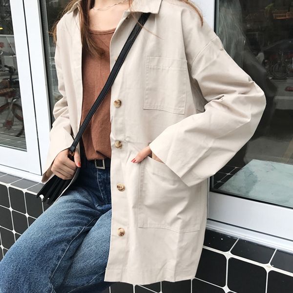 casual button fashion outwear daily spring autumn long sleeve solid ladies loose women coat big pocket turndown collar, Black;brown
casual button fashion outwear daily spring autumn long sleeve solid ladies loose women coat big pocket turndown collar, Black;brown