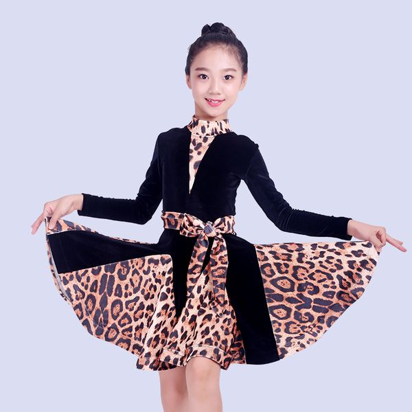 stage wear girls latin dance dress long sleeve black leopard practice clothes competition dresses kids rumba/tango costume dql1325, Black;red
stage wear girls latin dance dress long sleeve black leopard practice clothes competition dresses kids rumba/tango costume dql1325, Black;red