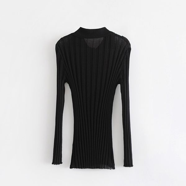 2019 women's black sweater with long sleeve female knitted slim casual turn down collar with v-neck soft pullover, White;black
2019 women's black sweater with long sleeve female knitted slim casual turn down collar with v-neck soft pullover, White;black