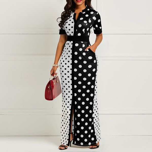 women dress womens clothes summer women vintage long dress black polka dot maxi dress plus size office casual party vestidos de festa, Black;gray
women dress womens clothes summer women vintage long dress black polka dot maxi dress plus size office casual party vestidos de festa, Black;gray