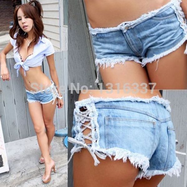 2015 girl denim jeans clubwear short low waist cut-off side straps ties, White;black
2015 girl denim jeans clubwear short low waist cut-off side straps ties, White;black