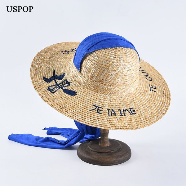 uspop 2019 women straw sun hats letter embroidery natural wheat straw hats casual summer lace-up large brim beach hat, Blue;gray
uspop 2019 women straw sun hats letter embroidery natural wheat straw hats casual summer lace-up large brim beach hat, Blue;gray