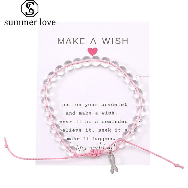 breast cancer strands awareness clear ocean glass beads charm bracelet with make a wish card for women adjustable handmade woven rope bangle, Black
breast cancer strands awareness clear ocean glass beads charm bracelet with make a wish card for women adjustable handmade woven rope bangle, Black