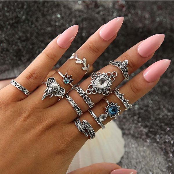 miss jq 13pcs/set boho style retro silver plated elephant hollow flower ring sets for women knuckle midi rings beach jewelry, Golden;silver
miss jq 13pcs/set boho style retro silver plated elephant hollow flower ring sets for women knuckle midi rings beach jewelry, Golden;silver