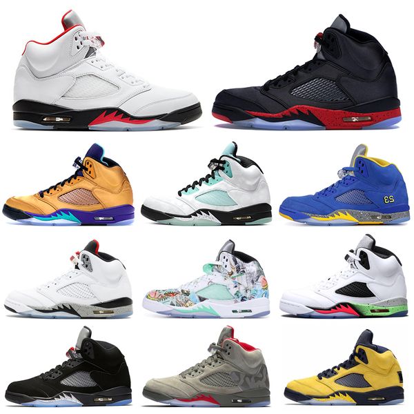 jumpman 5s mens basketball shoes 5 fire red ice blue suede bred olympic gold black metallic white cement men sports sneakers size 7-13, White;red
jumpman 5s mens basketball shoes 5 fire red ice blue suede bred olympic gold black metallic white cement men sports sneakers size 7-13, White;red