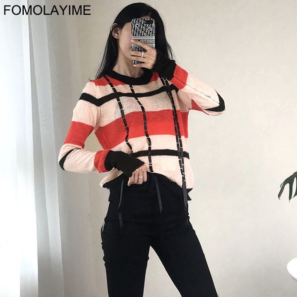 new pullover sweaters 2019 fashion patchwork striped mohair thin sweater, White;black
new pullover sweaters 2019 fashion patchwork striped mohair thin sweater, White;black