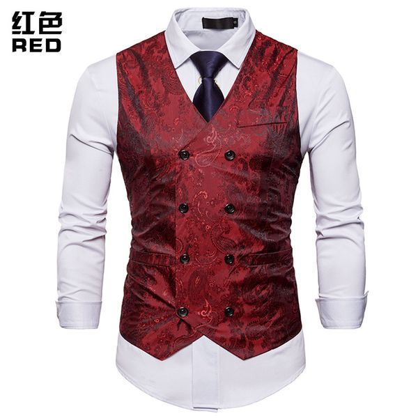 2019 spring new men gentleman double breasted vest cashew flowers print business casual fashion clothing brand casaco masculino, Black;white
2019 spring new men gentleman double breasted vest cashew flowers print business casual fashion clothing brand casaco masculino, Black;white