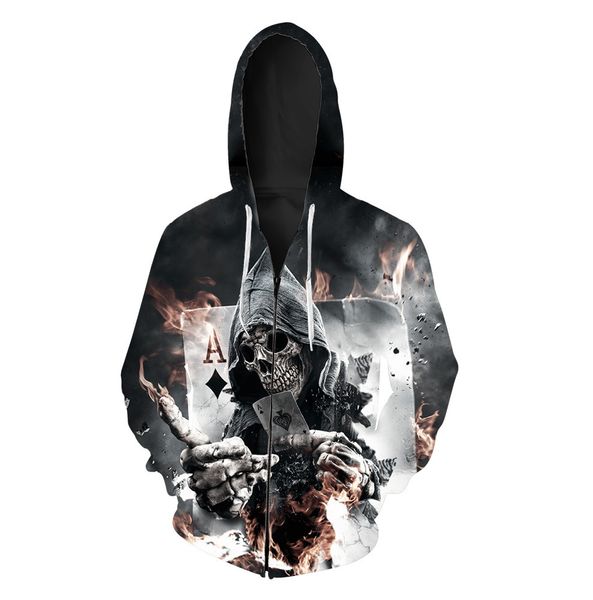 new skeleton print men's cardigan and cap guard fashion european and american zipper guard blouse hoodies, Black
new skeleton print men's cardigan and cap guard fashion european and american zipper guard blouse hoodies, Black