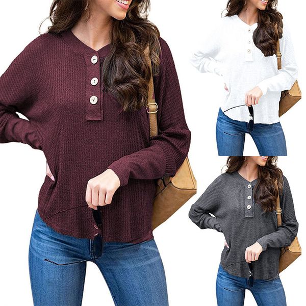 women autumn blouse waffle button up front oversize loose knit blouse shirt women blusas 2019 fall new, White
women autumn blouse waffle button up front oversize loose knit blouse shirt women blusas 2019 fall new, White