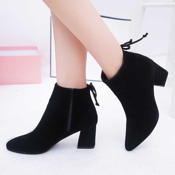 new womens short boots female pointed toe thick heel high heel ankle boots flock zipper single autumn size 34-42, Black
new womens short boots female pointed toe thick heel high heel ankle boots flock zipper single autumn size 34-42, Black