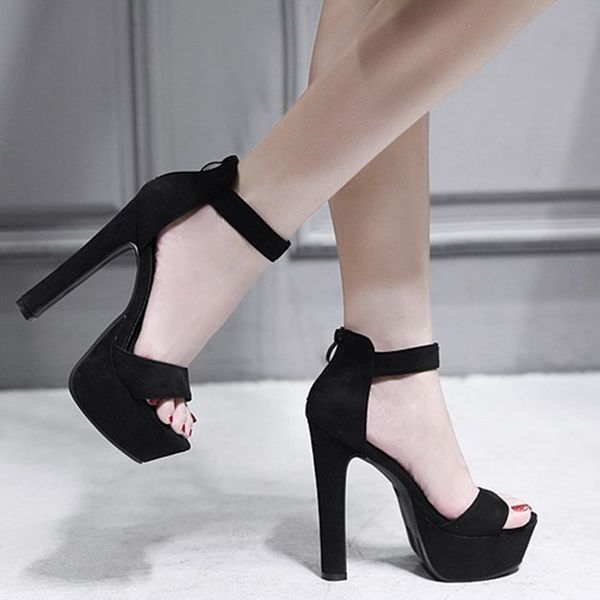 14cm super high heel nightclub open toe thick heel waterproof platform sandals t taiwan hate sky high sexy, Black
14cm super high heel nightclub open toe thick heel waterproof platform sandals t taiwan hate sky high sexy, Black