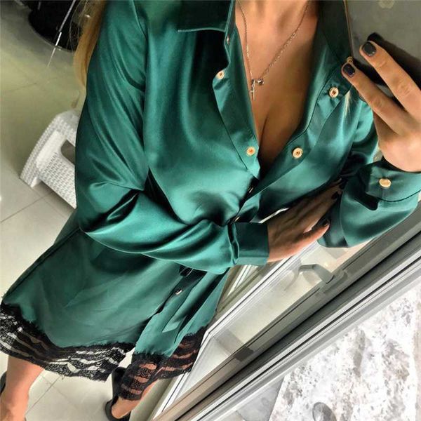 vogue women new satin lace patchwork shirtdress button long sleeve satin silk fashion dresses female sashes lalce up dress femme, Black;gray
vogue women new satin lace patchwork shirtdress button long sleeve satin silk fashion dresses female sashes lalce up dress femme, Black;gray