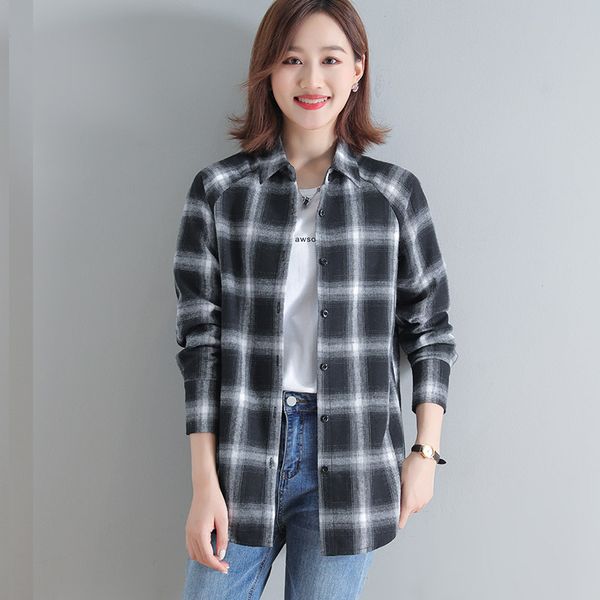 korean womens and blouses cotton women blouses long sleeve gray plaid shirts plus size s-xxl ladies loose wild, White
korean womens and blouses cotton women blouses long sleeve gray plaid shirts plus size s-xxl ladies loose wild, White