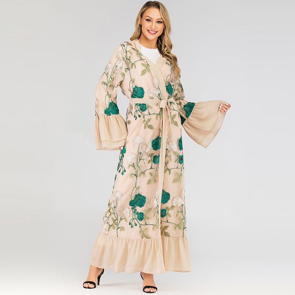 luxury muslim embroidery floral abaya full dresses flare sleeve cardigan kimono long robe tunic middle east ramadan arab islamic, Black;gray
luxury muslim embroidery floral abaya full dresses flare sleeve cardigan kimono long robe tunic middle east ramadan arab islamic, Black;gray