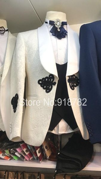 groom suit wedding suits for men white jacket black vest pant chinese knot custom made formal tuxedo costume homme mariage, White;black
groom suit wedding suits for men white jacket black vest pant chinese knot custom made formal tuxedo costume homme mariage, White;black