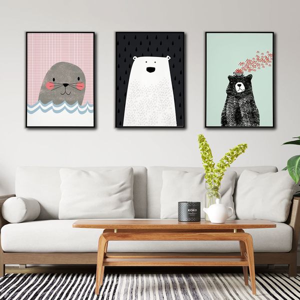 cartoon bear poster seals canvas painting kids wall art pictures for baby room modern home decorative children print on the wall
cartoon bear poster seals canvas painting kids wall art pictures for baby room modern home decorative children print on the wall