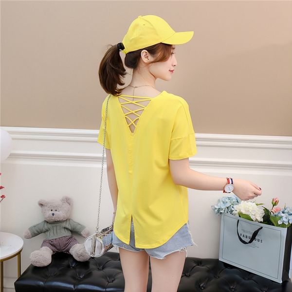 super fire cec short-sleeved women's 2019 summer clothes with split v-neck and t-shirt vest backless care t-shirt women niche ins fashi, White
super fire cec short-sleeved women's 2019 summer clothes with split v-neck and t-shirt vest backless care t-shirt women niche ins fashi, White