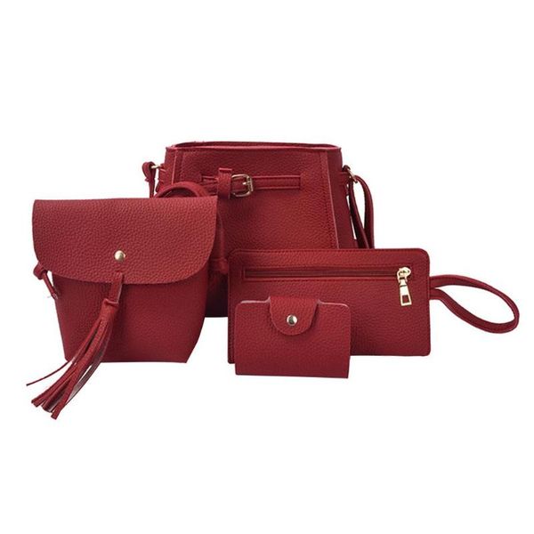 4pcs/set women shoulder bag with purse faux leather messenger bag pu leather female solid mini satchel handbag with clutch
4pcs/set women shoulder bag with purse faux leather messenger bag pu leather female solid mini satchel handbag with clutch