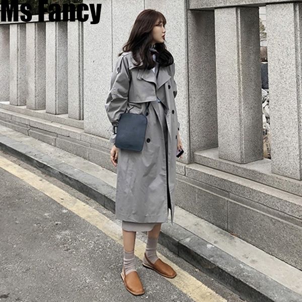fall female khaki lapel double buckle trench coats elegant long loose windbreaker strretwear, Tan;black
fall female khaki lapel double buckle trench coats elegant long loose windbreaker strretwear, Tan;black