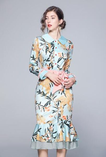 european style little fragrant lady ribbon autumn new women's printed dress, Black;gray
european style little fragrant lady ribbon autumn new women's printed dress, Black;gray