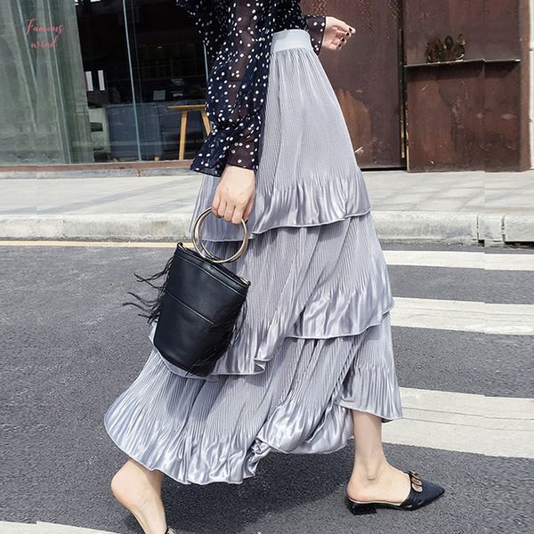 female silk touch multi layered cakee maxi long skirts elastic waist pleated a line tiered ankle long skirts, Black
female silk touch multi layered cakee maxi long skirts elastic waist pleated a line tiered ankle long skirts, Black