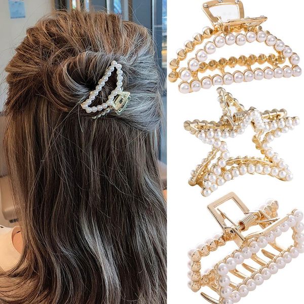women girls geometric imitation pearl hair claw clamps hair crab moon shape hair clip claws solid color accessories hairpin fupgs, Black
women girls geometric imitation pearl hair claw clamps hair crab moon shape hair clip claws solid color accessories hairpin fupgs, Black
