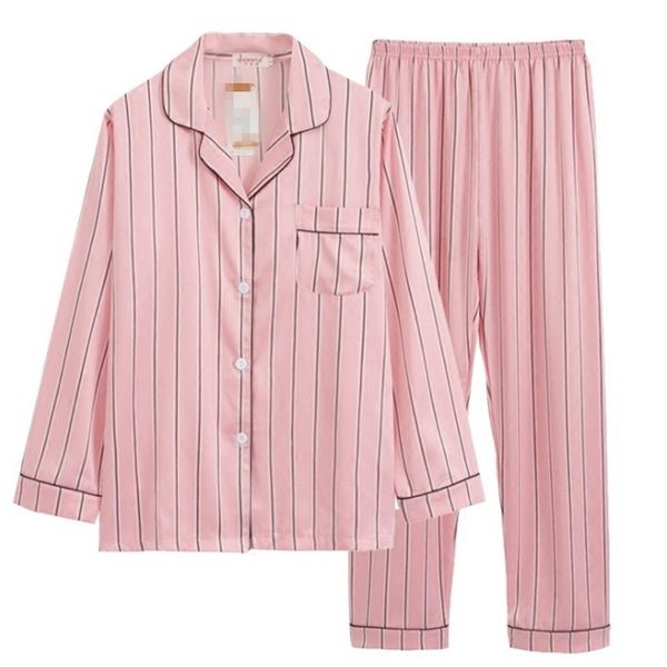 pink striped pajamas silk satin femme pajama set stitch full trousers lady two piece women sleepwear pjs, Black;red
pink striped pajamas silk satin femme pajama set stitch full trousers lady two piece women sleepwear pjs, Black;red