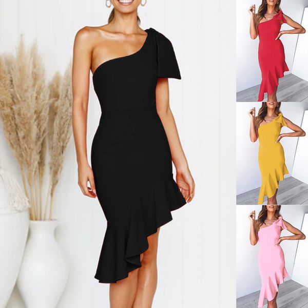 spring summer four-color oblique collar slim fishtail dress dress women, White;black
spring summer four-color oblique collar slim fishtail dress dress women, White;black
