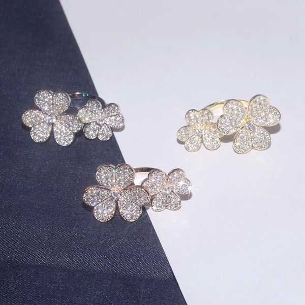 s925 sterling silver cubic zirconia 3 leaf clover rings rose gold silver gold adjust size three flower ring women brand jewelry, Golden;silver
s925 sterling silver cubic zirconia 3 leaf clover rings rose gold silver gold adjust size three flower ring women brand jewelry, Golden;silver