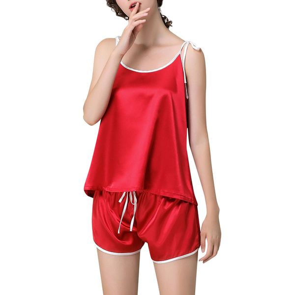 женская сексуальная пижамы рукава пижамы пижамы одежда одежда атлас кружева cami топ пижамы наборы dropshipp n4, Blue;gray