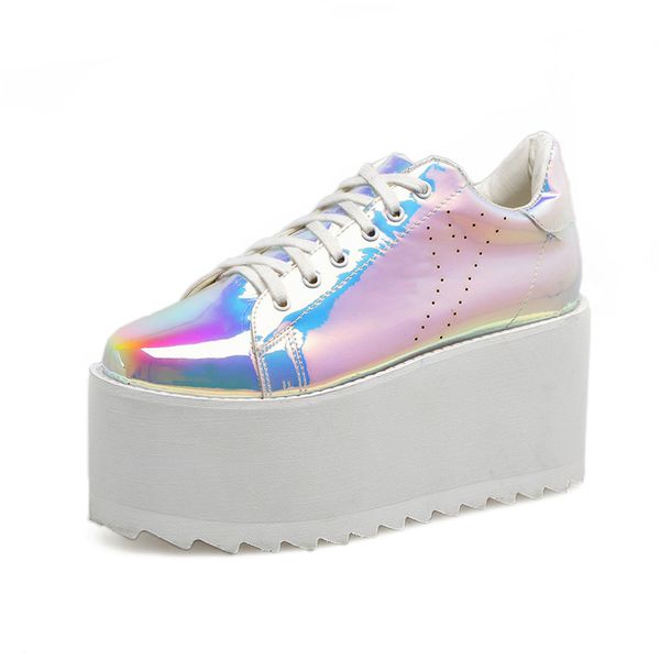 women height increasing casual shoes fashion pointed toe laser designer 8.5cm platform lace-up girls loafers size 35-39, Black
women height increasing casual shoes fashion pointed toe laser designer 8.5cm platform lace-up girls loafers size 35-39, Black
