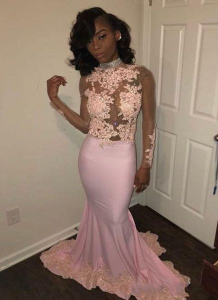 african pink mermaid prom dresses high neck sheer long sleeves beads appliqued lace evening dresses black girl prom party gowns
african pink mermaid prom dresses high neck sheer long sleeves beads appliqued lace evening dresses black girl prom party gowns